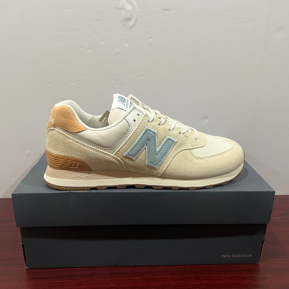 New Balance 574, ML574RF2, Tan & Blue - Picture 1 of 13